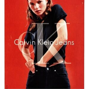 Vtg 1996 Zoom Card Calvin Klein Jean Kate Moss Shirt Tuck Promo Fashion 4x6” New